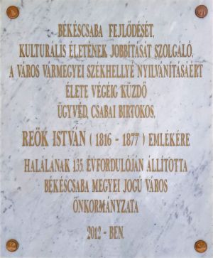 Bekescsaba reok istvan emlektabla.jpg