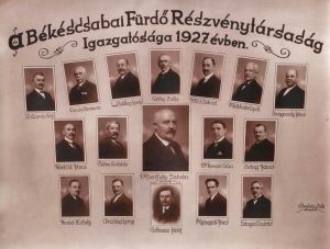 A Békéscsabai Fürdő Részvénytársaság Igazgatósága 1927-ben