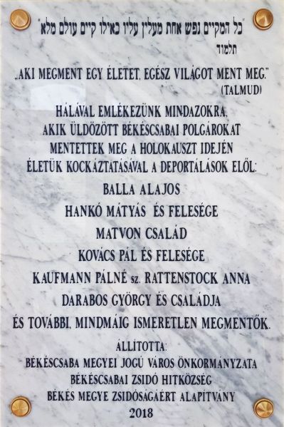 Fájl:Bekescsaba zsido csaladok megmentoi emlektabla.jpg