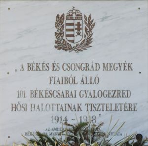 Bekescsaba szabadsag ter 101 gyalogezred emlektabla.jpg
