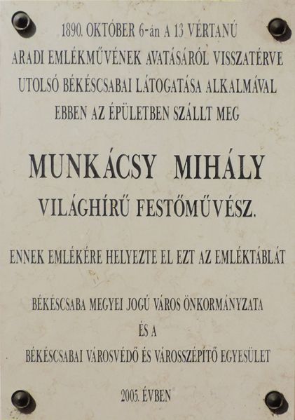 Fájl:Bekescsaba fiume munkacsy mihaly emlektabla.jpg