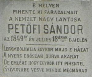 Emléktábla Petőfi látogatása tiszteletére