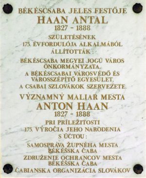 Bekescsaba haan antal emlektabla.jpg