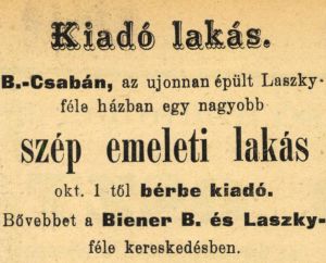 1895-ös újsághirdetés