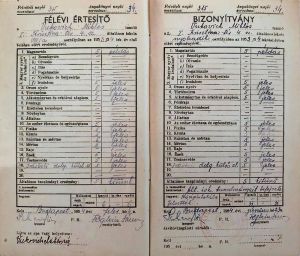 Vukovich Miklós 8. osztályos bizonyítványa (1953/54)