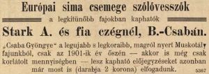 Stark-féle hirdetés a Borászati Lapokban
