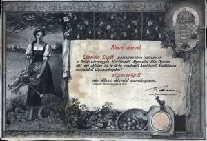 Állami oklevél, 1933.