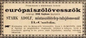Hirdetés a Borászati Lapokban (1894)
