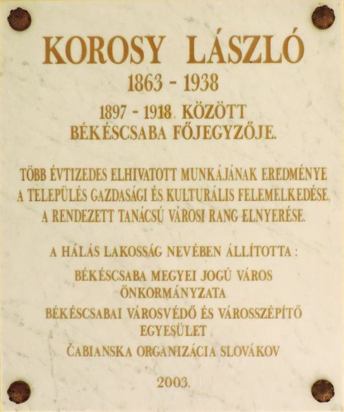 Fájl:Bekescsaba korosy laszlo emlektabla.jpg