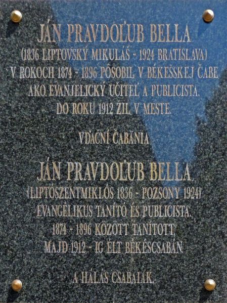 Fájl:Bekescsaba jan pravdolub bella emlektabla.jpg