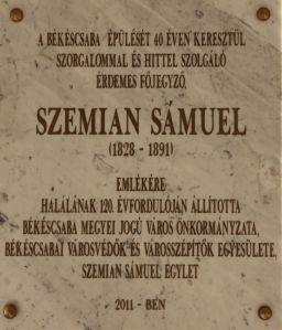 Szemián Sámuel emléktáblája