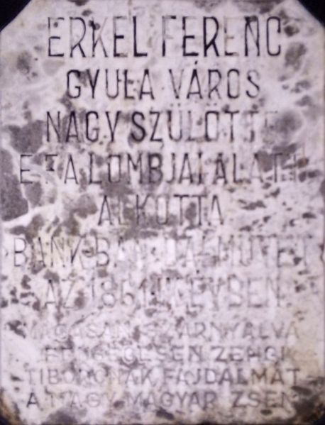 Fájl:Gyula erkel fa emlektabla.jpg
