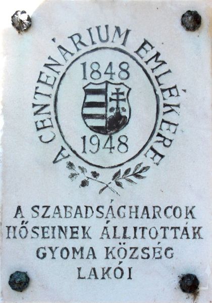 Fájl:Gyomaendrod 1848 centenarium emlektabla.jpg