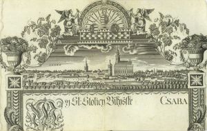 Békéscsaba stilizált látképe a 19. században