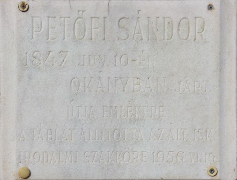Fájl:Okany petofi sandor emlektabla.jpg