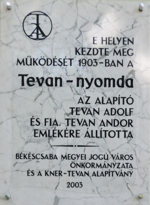 Bekescsaba andrassy ut tevan andor emlektabla.jpg