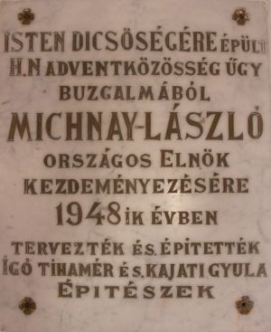 Bekescsaba adventista imahaz emlektabla.jpg