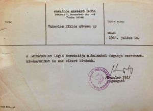 Keszler Pál jókívánságai Vukovich Miklós számára
