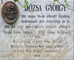 Gyula dozsa gyorgy emlektabla.jpg