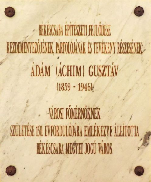 Fájl:Bekescsaba varoshaza adam gusztav emlektabla.jpg